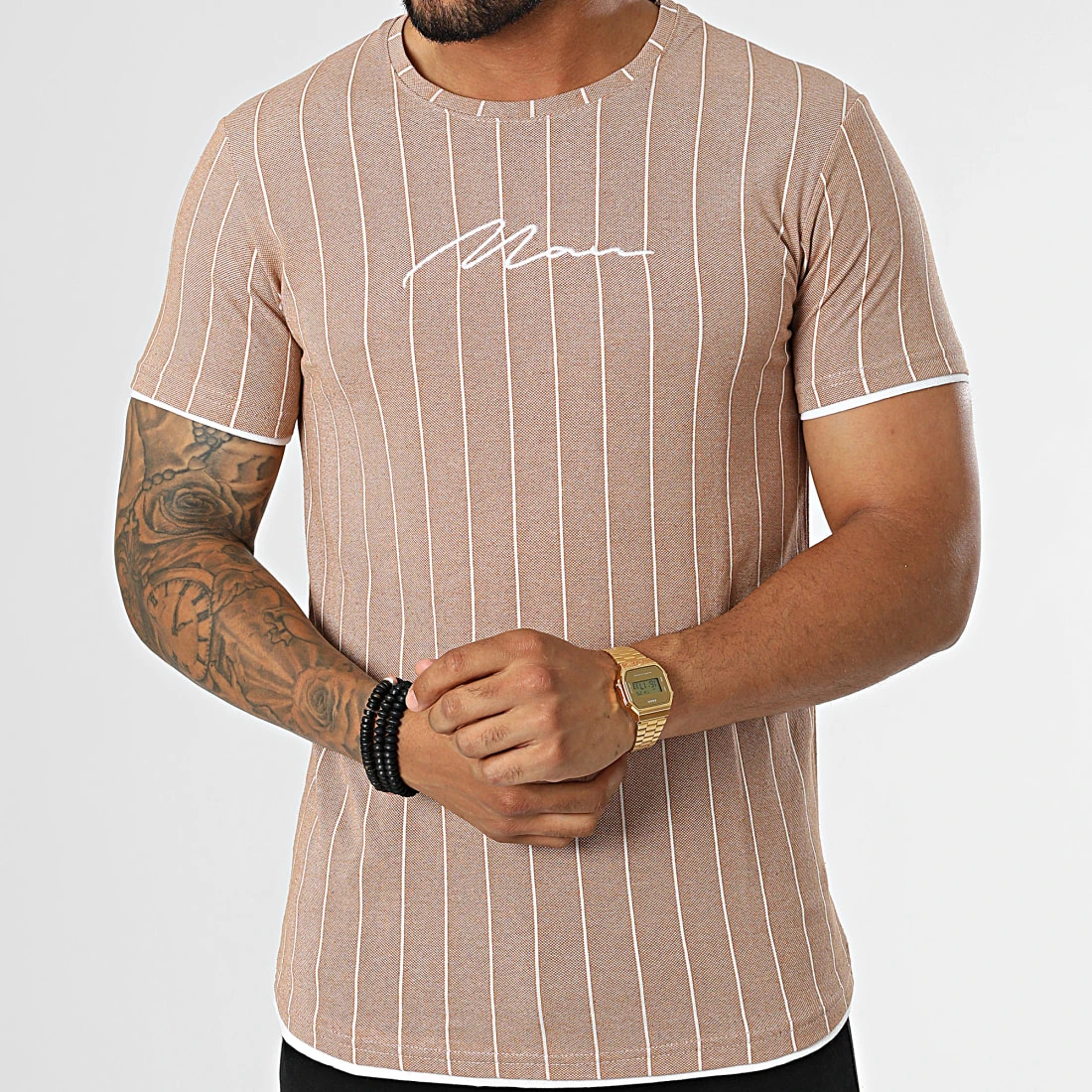Le moins cher 🥰 Tee 😍 Shirt A Rayures LM277 Camel Chiné de Classic Series ⌛ 5 Le moins cher 🥰 Tee 😍 Shirt A Rayures LM277 Camel Chiné de Classic Series ⌛ – Image 3