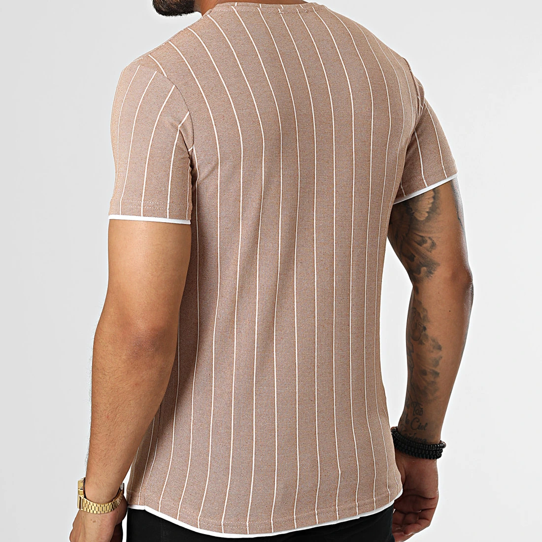 Le moins cher 🥰 Tee 😍 Shirt A Rayures LM277 Camel Chiné de Classic Series ⌛ 6 Le moins cher 🥰 Tee 😍 Shirt A Rayures LM277 Camel Chiné de Classic Series ⌛ – Image 4