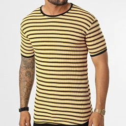 Coupon 🛒 Tee Shirt LM5172 Noir Blanc Jaune de Classic Series 🎁