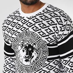 Coupon ✨ Pull 52252 Blanc Noir Renaissance de Classic Series ⌛ -HautStyle Boutique classic series 329817 52252 BLANC 20220727T163356 02