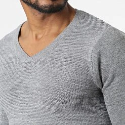 Sortie 🤩 Pull Col V G1812 Gris Chiné de Classic Series ❤️ -HautStyle Boutique classic series 332015 G1812 GREY 20220811T152504 02