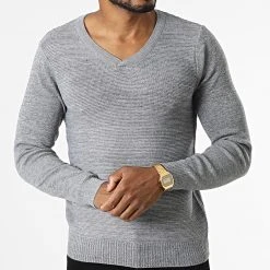 Sortie 🤩 Pull Col V G1812 Gris Chiné de Classic Series ❤️ -HautStyle Boutique classic series 332015 G1812 GREY 20220811T152505 03