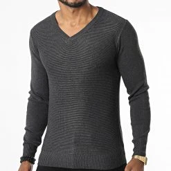 Acheter 🔔 Pull Col V G1812 Gris Anthracite de Classic Series 🛒