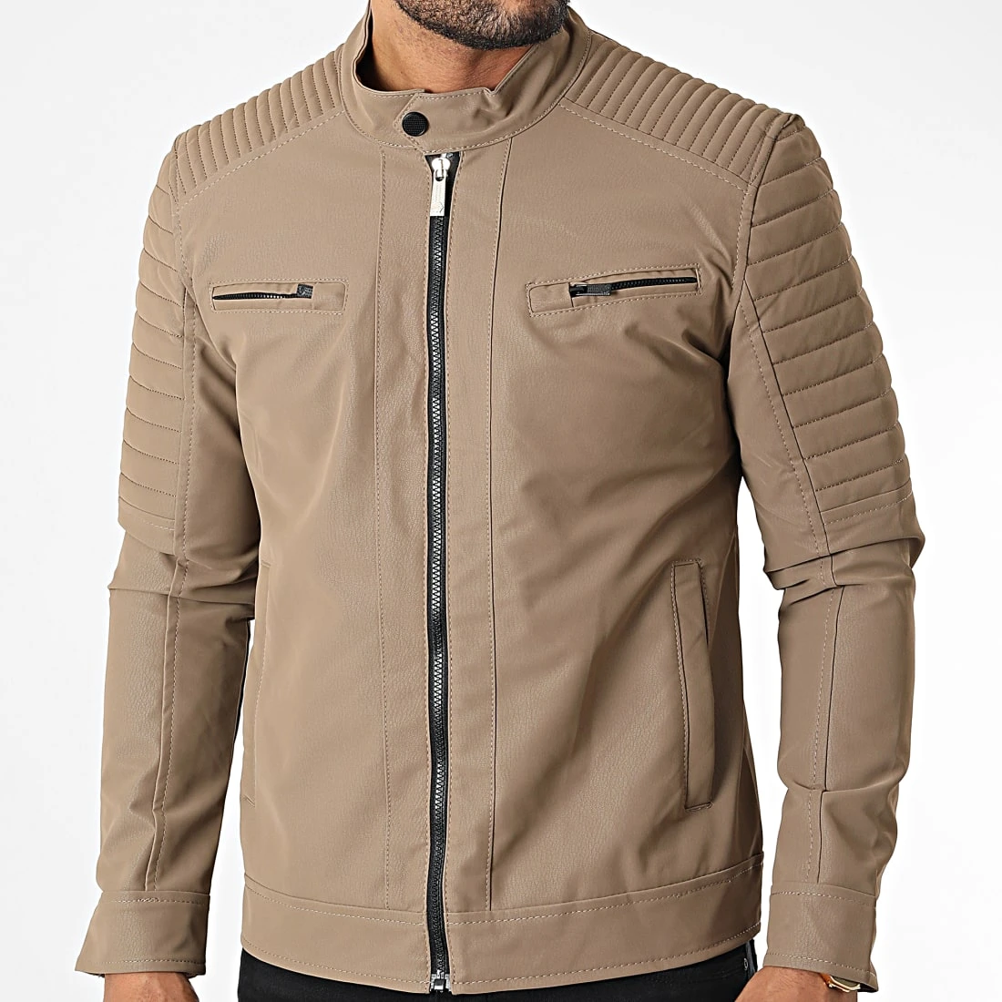 Meilleure affaire ⌛ Veste Biker 117 Marron Taupe de Classic Series ✨ 5 Meilleure affaire ⌛ Veste Biker 117 Marron Taupe de Classic Series ✨ – Image 3