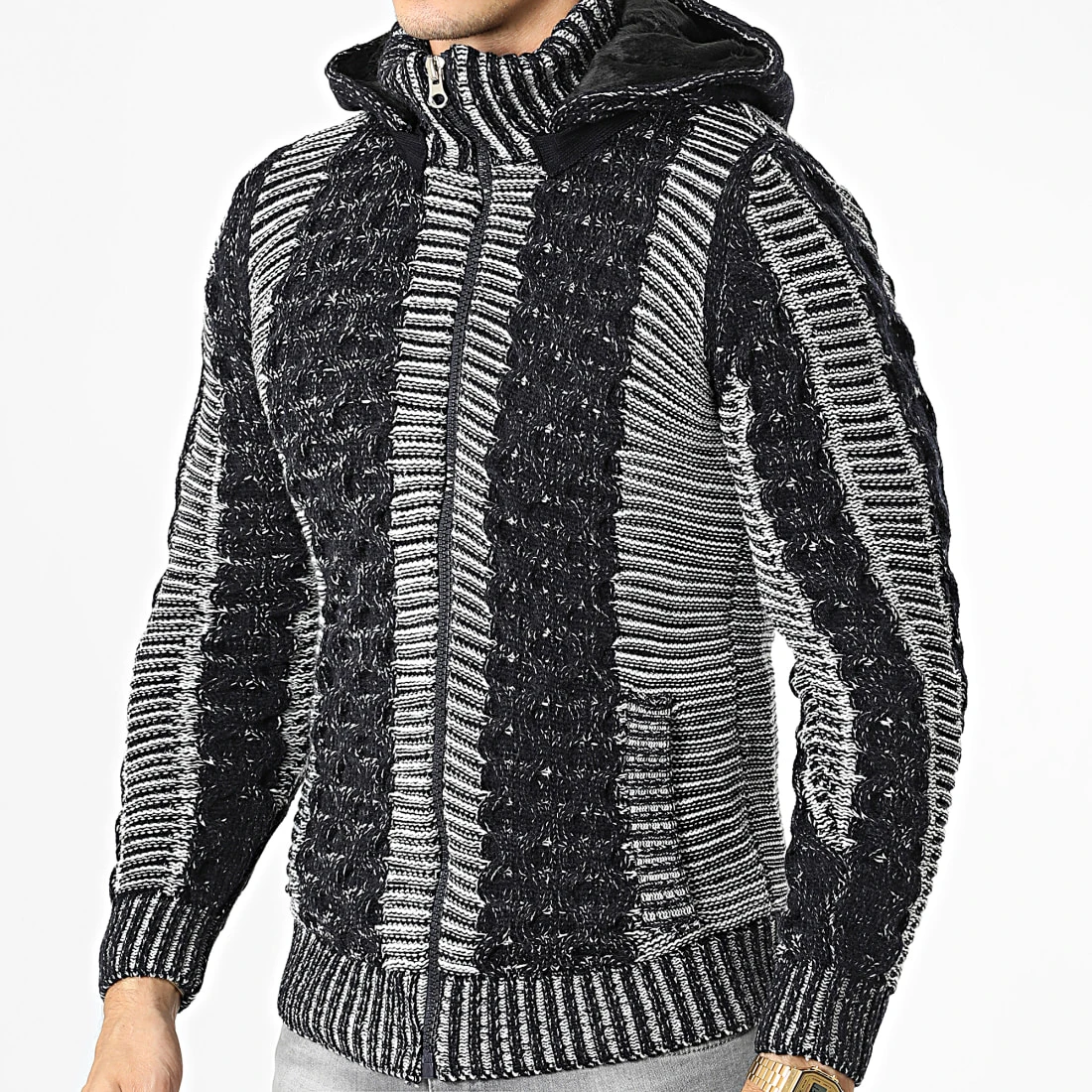 Acheter ⭐ Gilet Capuche 3002 Noir Blanc de Classic Series ✨ 3 Acheter ⭐ Gilet Capuche 3002 Noir Blanc de Classic Series ✨