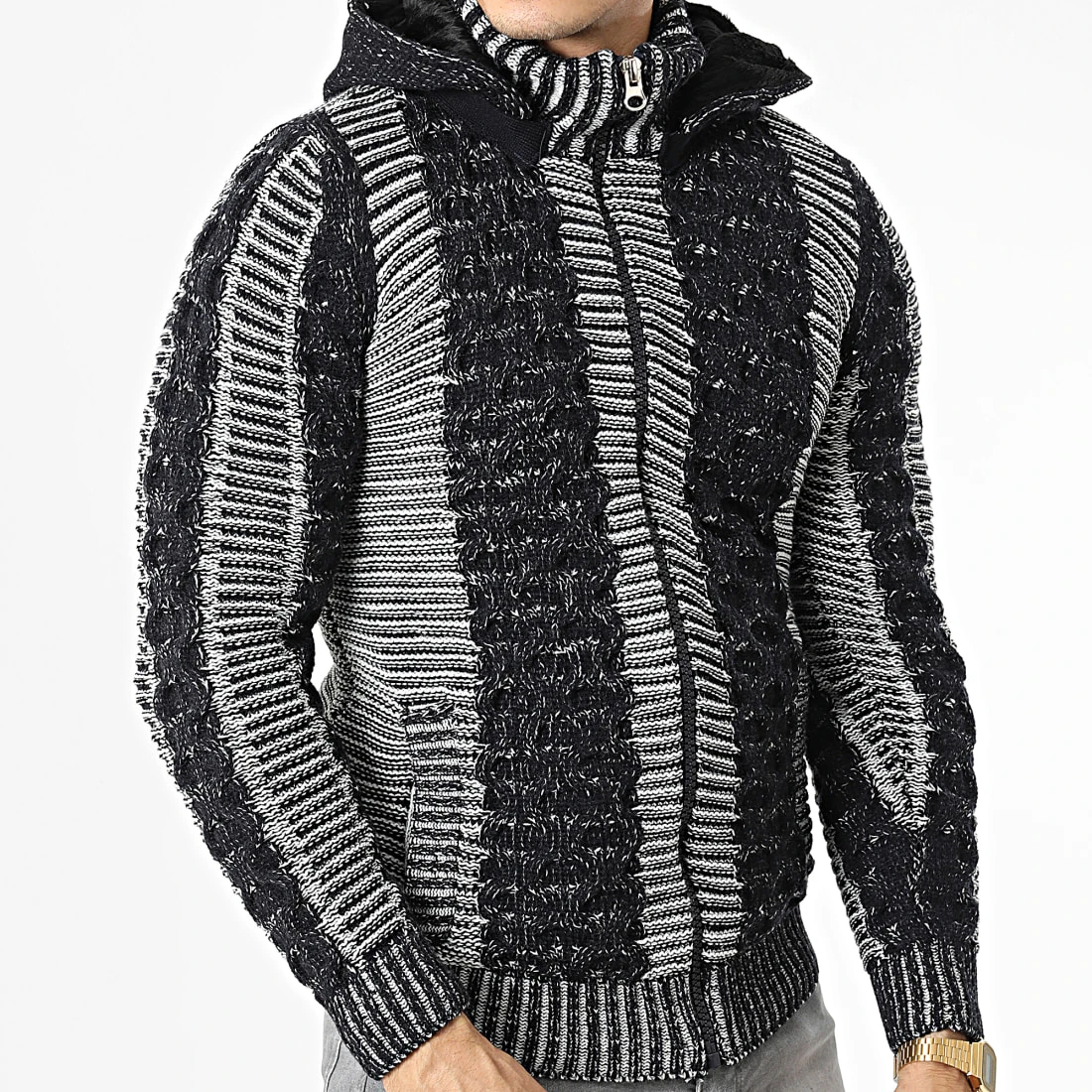 Acheter ⭐ Gilet Capuche 3002 Noir Blanc de Classic Series ✨ 5 Acheter ⭐ Gilet Capuche 3002 Noir Blanc de Classic Series ✨ – Image 3