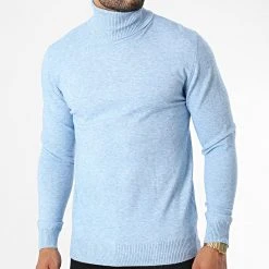 Meilleur prix ✨ Pull Col Roulé 6741 Bleu Clair Chiné de Classic Series 🎁