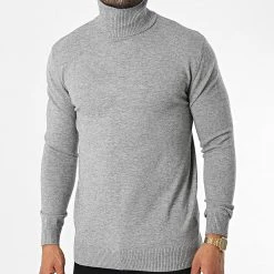 Nouveau ⌛ Pull Col Roulé 6741 Gris Chiné de Classic Series ⭐