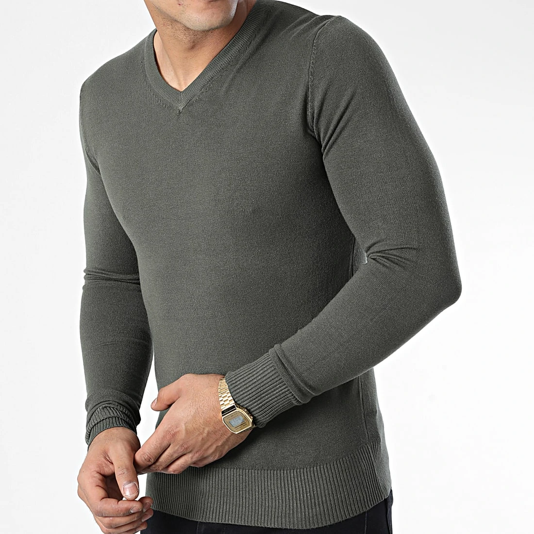 Remise 🎁 Pull J662 Vert Kaki de Classic Series ⭐ 5 Remise 🎁 Pull J662 Vert Kaki de Classic Series ⭐ – Image 3