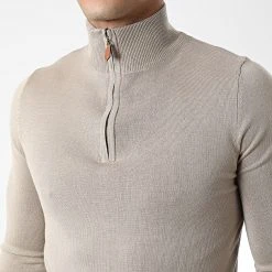 Promo 🎉 Pull Col Zippé J666 Beige de Classic Series 😀 -HautStyle Boutique classic series 338493 J666 2 20220921T154640 02