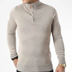 Promo 🎉 Pull Col Zippé J666 Beige de Classic Series 😀 -HautStyle Boutique classic series 338493 J666 2 20220921T154641 03