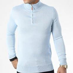 Promo ⌛ Pull Col Zippé J666 Bleu Clair de Classic Series 🔔 -HautStyle Boutique classic series 338495 J666 3 20220921T154625 03