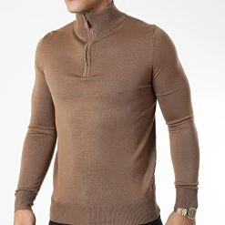 Bon marché 🌟 Pull Col Zippé J666 Camel de Classic Series ⭐