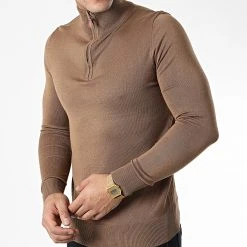 Bon marché 🌟 Pull Col Zippé J666 Camel de Classic Series ⭐ -HautStyle Boutique classic series 338599 J666 4 20220921T154406 03