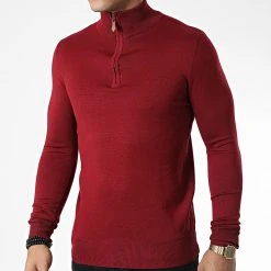 Sortie ✨ Pull Col Zippé J666 Bordeaux de Classic Series ✔️
