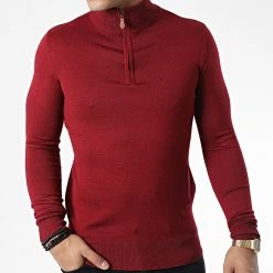 Sortie ✨ Pull Col Zippé J666 Bordeaux de Classic Series ✔️ -HautStyle Boutique classic series 338601 J666 7 20220921T154045 03