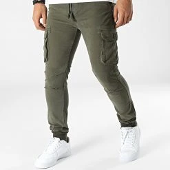 Grosses soldes ❤️ Pantalon Cargo 7686 Vert Kaki de Classic Series ⭐