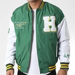 Grosses soldes 🎁 Veste Teddy 7426 Vert Blanc de Classic Series ❤️ -HautStyle Boutique classic series 339405 7426 VERT 20221004T153423 03