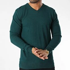 Offres ⌛ Pull Col V 6745 Vert Foncé de Classic Series ❤️ -HautStyle Boutique classic series 342219 6745 VERT BOUTEILLE 20221020T135254 03