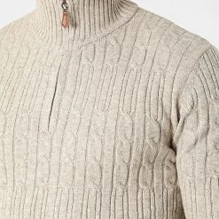 Sortie 😍 Pull Col Zippé 6852 Beige de Classic Series 🧨 -HautStyle Boutique classic series 342232 6852 BEIGE 20221020T135058 02