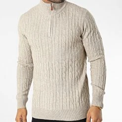 Sortie 😍 Pull Col Zippé 6852 Beige de Classic Series 🧨 -HautStyle Boutique classic series 342232 6852 BEIGE 20221020T135059 03