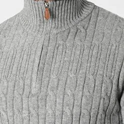 Meilleur prix ⭐ Pull Col Zippé 6852 Gris Chiné de Classic Series 🌟 -HautStyle Boutique classic series 342233 6852 GRIS CHINE 20221020T135330 02