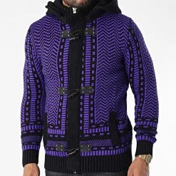 Meilleure affaire 😉 Gilet Zippé Capuche 3007 Bleu Marine Violet de Classic Series 👏 -HautStyle Boutique classic series 342497 3007 BLEU 20221007T160803 03