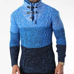 De gros ⭐ Pull Col Montant 5012 Noir Bleu Clair de Classic Series ❤️ -HautStyle Boutique classic series 342499 5012 BLEU 20221007T161030 03