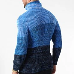 De gros ⭐ Pull Col Montant 5012 Noir Bleu Clair de Classic Series ❤️ -HautStyle Boutique classic series 342499 5012 BLEU 20221007T161032 04