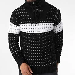 Le moins cher 🔥 Pull Col Montant 5011 Noir de Classic Series ❤️ -HautStyle Boutique classic series 342510 5011 BLACK WHITE 20221007T155724 03