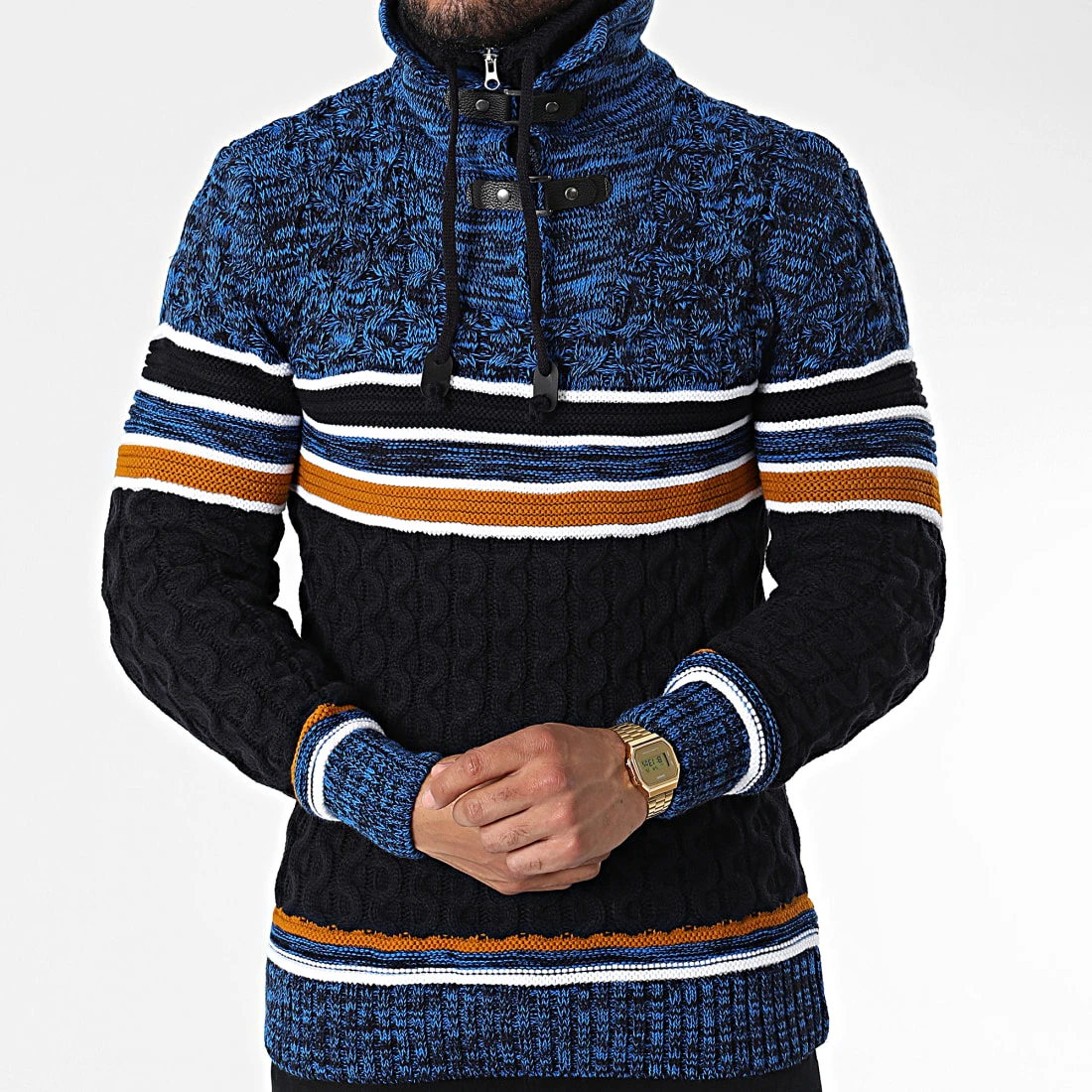 Remise 😍 Pull Col Montant 5013 Bleu Marine Bleu Chiné de Classic Series 🎁 5 Remise 😍 Pull Col Montant 5013 Bleu Marine Bleu Chiné de Classic Series 🎁 – Image 3