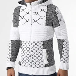 Nouveau 😍 Gilet Zippé Capuche 3013 Beige Clair Noir de Classic Series ✨ -HautStyle Boutique classic series 342560 3013 WHITE 20221007T160456 03