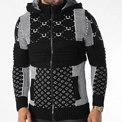 Meilleur prix 🧨 Gilet Zippé Capuche 3013 Noir Blanc de Classic Series 🥰 -HautStyle Boutique classic series 342561 3013 BLACK 20221007T155512 03