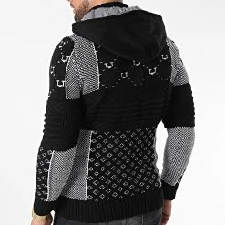 Meilleur prix 🧨 Gilet Zippé Capuche 3013 Noir Blanc de Classic Series 🥰 -HautStyle Boutique classic series 342561 3013 BLACK 20221007T155513 04
