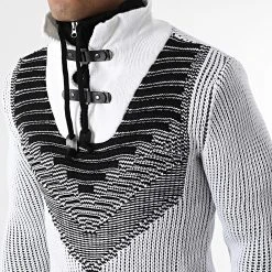 Meilleur prix 🔥 Pull Col Montant 5017 Beige Clair Noir de Classic Series 💯 -HautStyle Boutique classic series 342589 5017 WHITE BLACK 20221007T160403 02