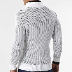 Meilleur prix 🔥 Pull Col Montant 5017 Beige Clair Noir de Classic Series 💯 -HautStyle Boutique classic series 342589 5017 WHITE BLACK 20221007T160406 04