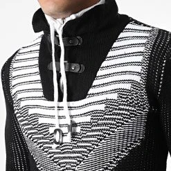 Grosses soldes 🤩 Pull Col Montant 5017 Noir Beige Clair de Classic Series ✔️ -HautStyle Boutique classic series 342592 5017 BLACK WHITE 20221007T160842 02