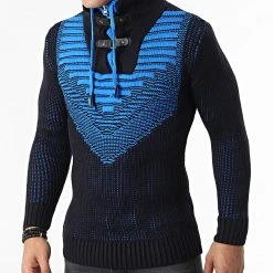 De gros 💯 Pull Col Montant 5017 Bleu Marine Bleu Clair de Classic Series 🥰