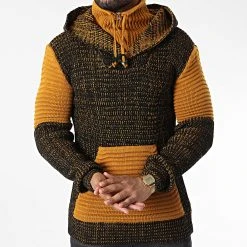 De gros 🔥 Pull Capuche 5008 Noir Chiné Orange de Classic Series ⭐ -HautStyle Boutique classic series 342596 5008 BLACK YELLOW 20221007T155336 03