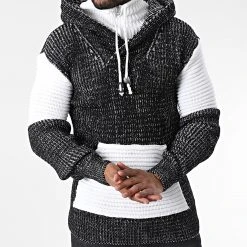 Le moins cher ✔️ Pull Capuche 5008 Noir Chiné Blanc de Classic Series ❤️ -HautStyle Boutique classic series 342598 5008 NOIR 20221007T155529 03