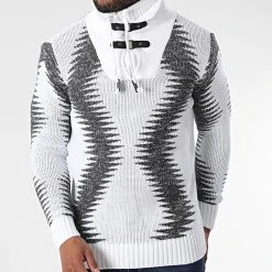 Coupon ⭐ Pull Col Montant 5018 Beige Clair Gris Anthracite Chiné de Classic Series ❤️