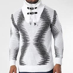 Coupon ⭐ Pull Col Montant 5018 Beige Clair Gris Anthracite Chiné de Classic Series ❤️ -HautStyle Boutique classic series 342602 5018 WHITE 20221007T155052 03