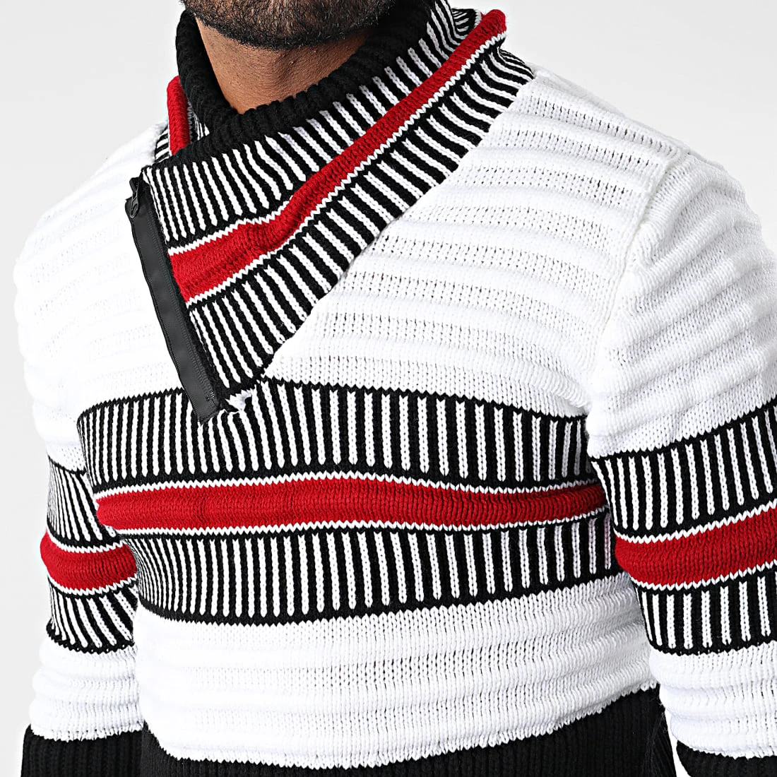 Grosses soldes 🔔 Pull Col Amplified 5007 Noir Blanc Rouge de Classic Series ⭐ 4 Grosses soldes 🔔 Pull Col Amplified 5007 Noir Blanc Rouge de Classic Series ⭐ – Image 2