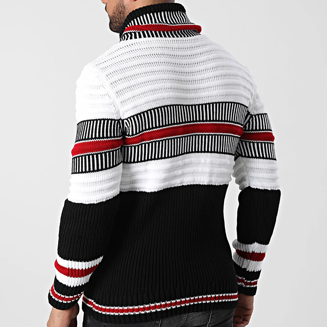 Grosses soldes 🔔 Pull Col Amplified 5007 Noir Blanc Rouge de Classic Series ⭐ 6 Grosses soldes 🔔 Pull Col Amplified 5007 Noir Blanc Rouge de Classic Series ⭐ – Image 4