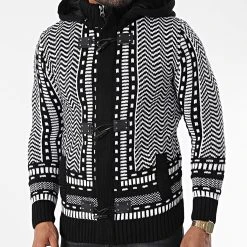 Offres ⭐ Gilet Zippé Capuche 3007 Noir Blanc de Classic Series 🎉 -HautStyle Boutique classic series 342656 3007 BLACK WHITE 20221007T155546 03