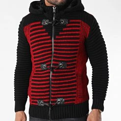 Grosses soldes 🔥 Gilet Zippé Capuche 3005 Noir Rouge de Classic Series 👏