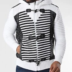 Offres 💯 Gilet Zippé Capuche 3005 Beige Clair Noir de Classic Series ✨ -HautStyle Boutique classic series 342663 3005 WHITE BLACK 20221007T155035 03