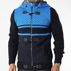 Coupon ✔️ Gilet Zippé Capuche 3012 Bleu Marine Bleu Clair de Classic Series ⭐