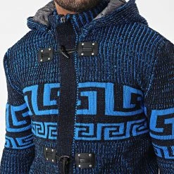 Remise ⭐ Gilet Zippé Capuche 3014 Bleu Clair Noir de Classic Series 🌟 -HautStyle Boutique classic series 342672 3014 BLUE 20221007T160819 02