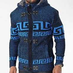 Remise ⭐ Gilet Zippé Capuche 3014 Bleu Clair Noir de Classic Series 🌟 -HautStyle Boutique classic series 342672 3014 BLUE 20221007T160821 03